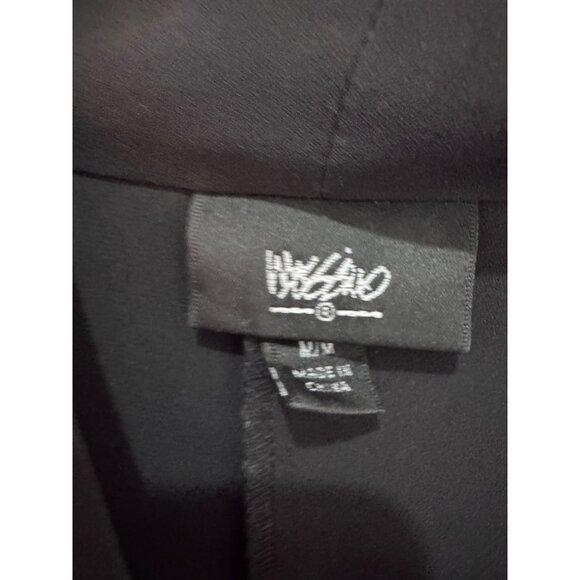 Mossimo Black Wrap Drape Blouse V-Neck Long Sleeve Womens M Polyester - Picture 2 of 7